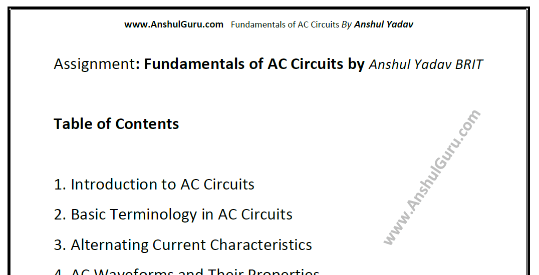 Fundamentals of AC Circuits