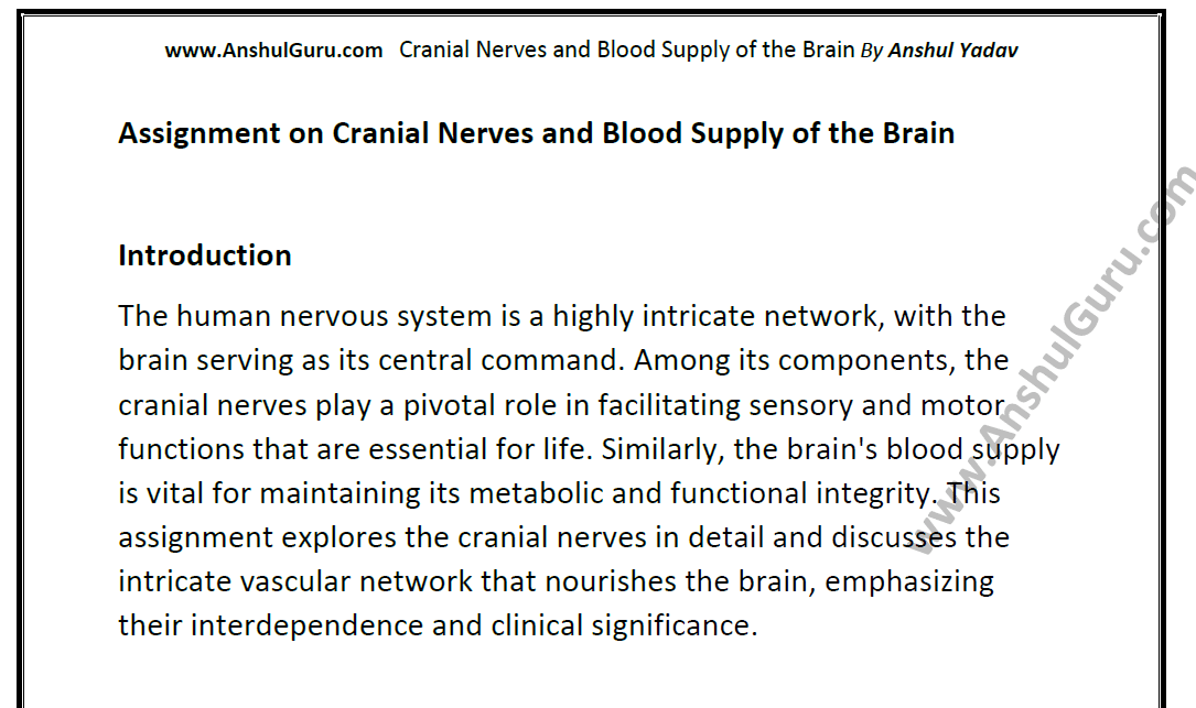 Cranial Nerves and Blood Supply of the Brain